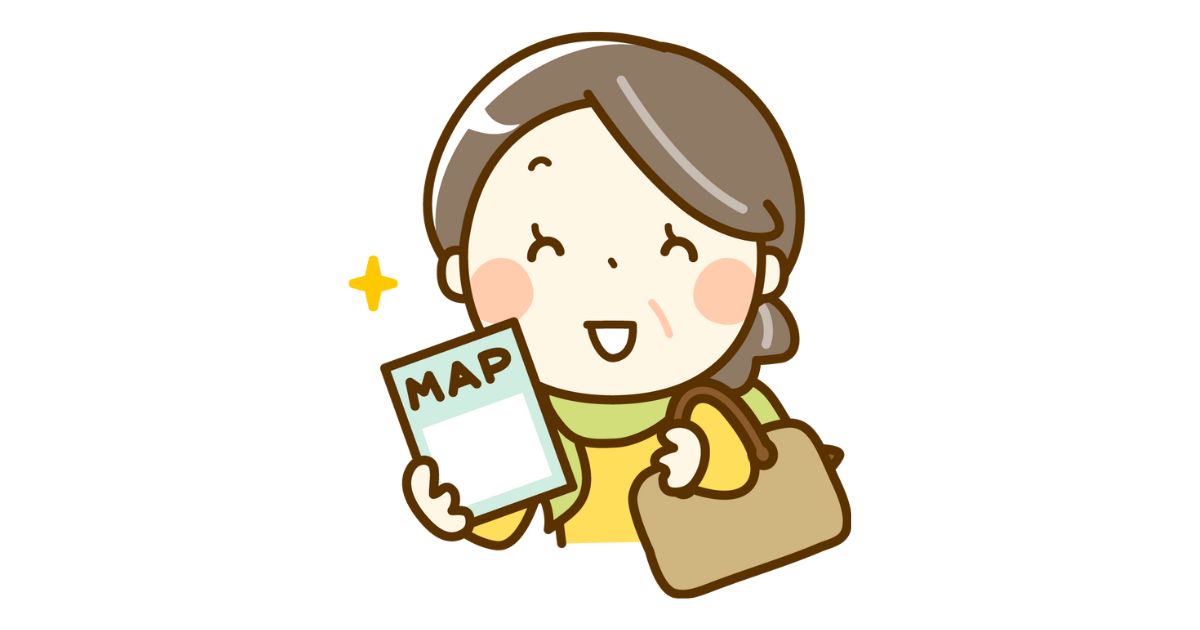地図を持って旅行する年配の女性