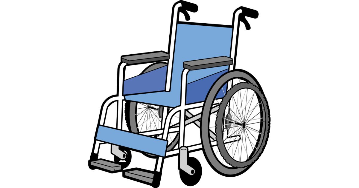 青い車椅子